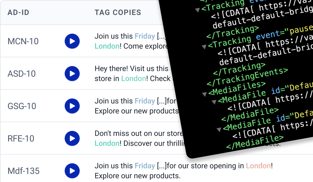 10,000 versions, millions of impressions, 1 VAST tag — campaign delivery for AdTech